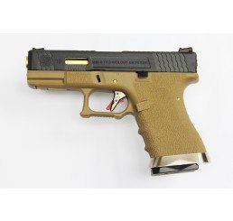 WE G19 T6 (BK SLIDE / GD BARREL / TAN FRAME)